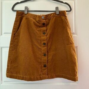 J. Crew Brown Button-Front A-Line Skirt
